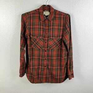 Ralph Lauren Denim & Supply Plaid Button Shacket Sz S Rust Red Western Country